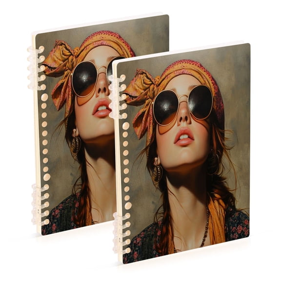 WOBOGO The Hippie Artist Notebook College Horizontal Grid Paper Ink Spill Resistant Water Resistant Cover 8.3x5.7x0.4in