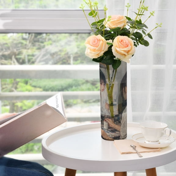 WOBOGO The Lass Who Paints Plastic Vase Home or Wedding Decoration Centerpiece Unbreakable 11.83.9in