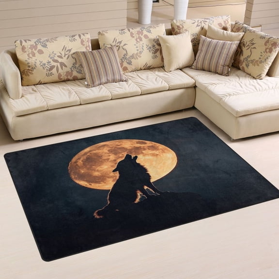 WOBOGO The Legend Of Starving Wolf Carpet Non-Slip Rugs Soft Doormat 31Ă—20in Living Dining Room Bedroom Decorative
