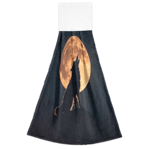 WOBOGO The Legend Of Starving Wolf Hand Towel Set of 2 Absorbent for Kitchen and Bathroom With Velcro Hanging Loop 18.214in