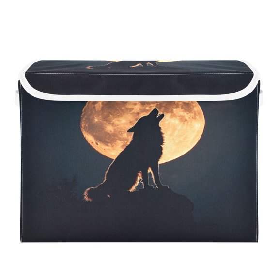 WOBOGO The Legend Of Starving Wolf Large Collapsible Storage Box Flip Lid Fabric Decorative Organizer Container Basket with Handles 16.512.611.8in
