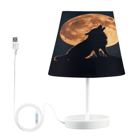 WOBOGO The Legend Of Starving Wolf Table Lamps Bedroom 3-Speed Dimmable Farm Style with Fabric Shade for Reading and Home Office