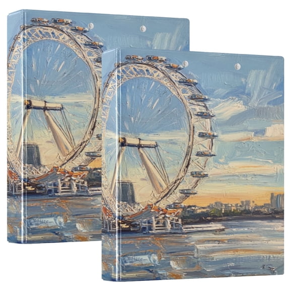 WOBOGO The London Eye File Folders Extra Large Capacity to Hold 200 Sheets of Documents Hard Shell Ring Binder for School Home Office
