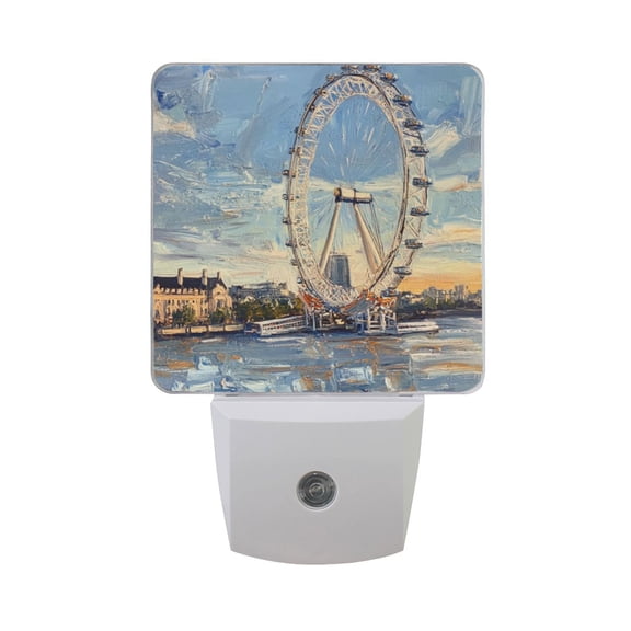 WOBOGO The London Eye LED Night Light 2 Pcs Set 0.5 Watt Wall Plug in Dusk to Dawn Automatic Switch Soft White Light