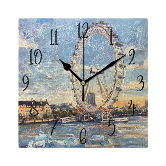 WOBOGO The London Eye Wall Clock 7.78 Inch Battery Operated Silent Unit Square Rustic Vintage Style for Home Bedroom Office Black Pointer