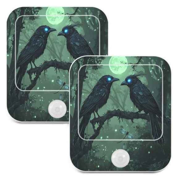 WOBOGO The Midnight Crow Night Light Lamp with Smart Sensor Dusk to Dawn Sensor 0.6W Plug-in 2-Pack