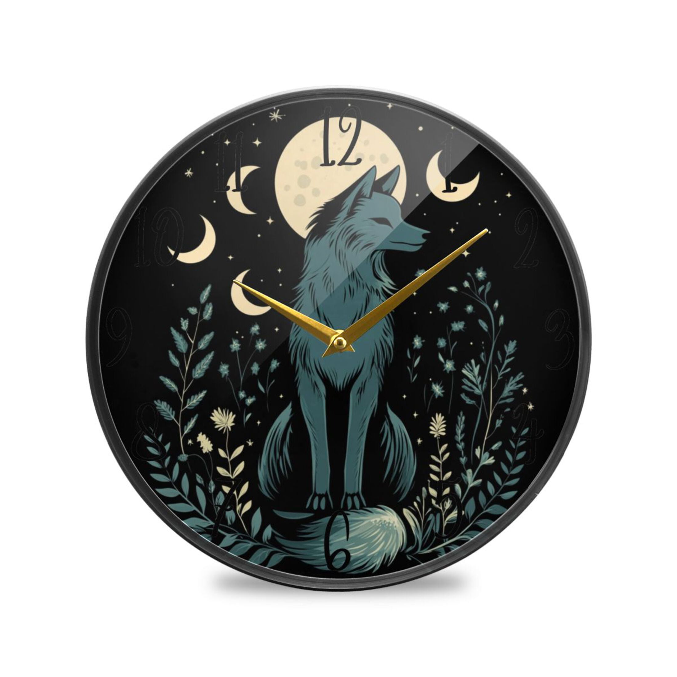 WOBOGO The Moon Fox Acrylic Wall Clock Battery Operated 9.5in Silent No ...