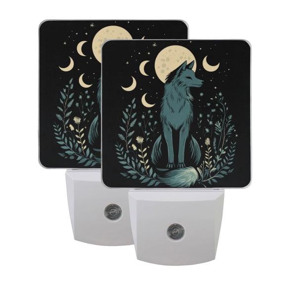 WOBOGO The Moon Fox LED Night Light 2 Pcs Set 0.5 Watt Wall Plug in Dusk to Dawn Automatic Switch Soft White Light
