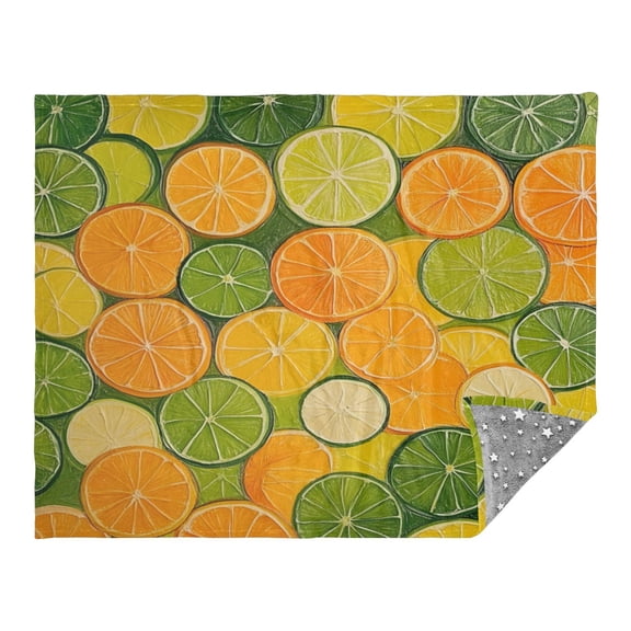 WOBOGO The Pattern Of Orange and Lime Slices Facecloth Blanket Fluorescent Effect in The Dark Four Seasons of Comfortable and Soft Skin Friendly Sheet 7055in