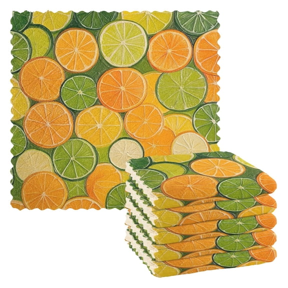 WOBOGO The Pattern Of Orange and Lime Slices Kitchen Towels 6pcs Ultra Soft Absorbent Quick Drying Dish Cloths 1111inch