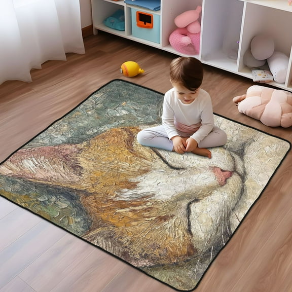 WOBOGO The Sleeping Orange Cat Baby Playmats Extra Large Waterproof Rollable Activity Pads for Toddlers 5050inch