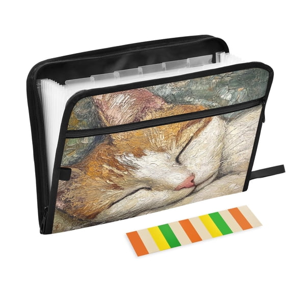 WOBOGO The Sleeping Orange Cat Expanding File Folder Letter Size Accordion Filing Organizer 13 Pocket Separate Organ Pocket