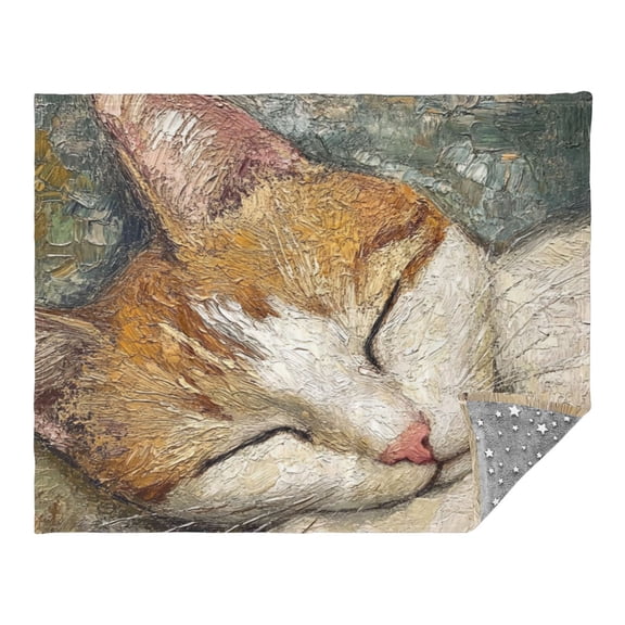 WOBOGO The Sleeping Orange Cat Facecloth Blanket Fluorescent Effect in The Dark Four Seasons of Comfortable and Soft Skin Friendly Sheet 7055in