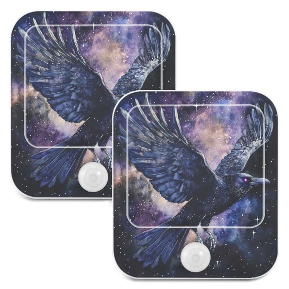 WOBOGO The Starry Night Crow Night Light Lamp with Smart Sensor Dusk to Dawn Sensor 0.6W Plug-in 2-Pack