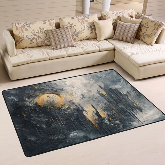 WOBOGO The Sun Of Abstract Art Carpet Non-Slip Rugs Soft Doormat 36×24in Living Dining Room Bedroom Decorative