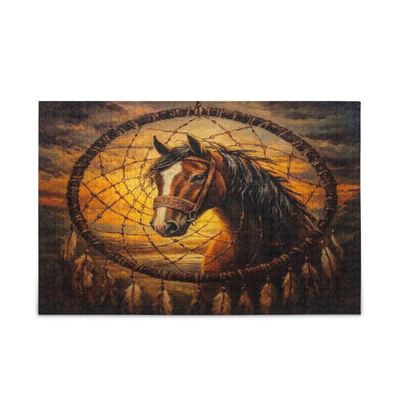 WOBOGO The Sunset Stallion Puzzle Challenge 500 Piece Jigsaw Suitable for Game Night Finished Size 20.5 x 14.9in