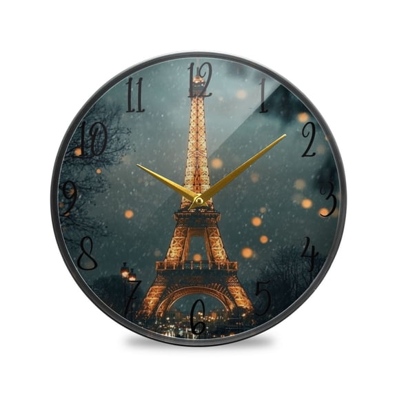 WOBOGO The Tower Of Paris Acrylic Wall Clock Battery Operated 9.5in Silent No Tick Bedroom Living Room Office Classroom Decoration