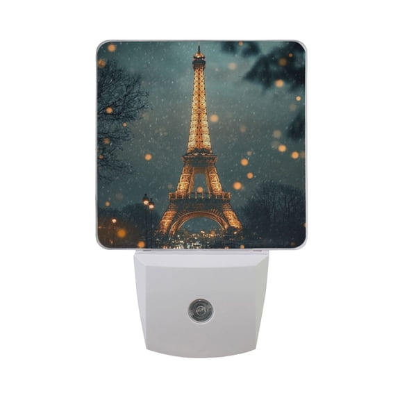 WOBOGO The Tower Of Paris LED Night Light 2 Pcs Set 0.5 Watt Wall Plug in Dusk to Dawn Automatic Switch Soft White Light