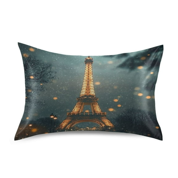 WOBOGO The Tower Of Paris Satin Pillowcase Soft Smooth Envelope Design Comfortable Bedding Essentials 20×30in