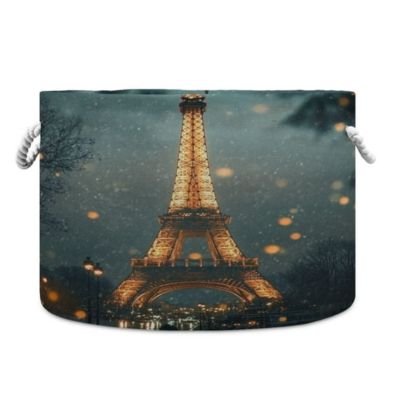 WOBOGO The Tower Of Paris Toy Storage Basket 2014in Canvas Laundry Hamper for Living Room Kids Room Bathroom Organizer