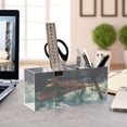 thumbnail image 1 of WOBOGO The Train Travels in Space Acrylic Pen Holder 4 Compartments Clear Pencil Organizer Makeup Brush Storage Case, 1 of 7