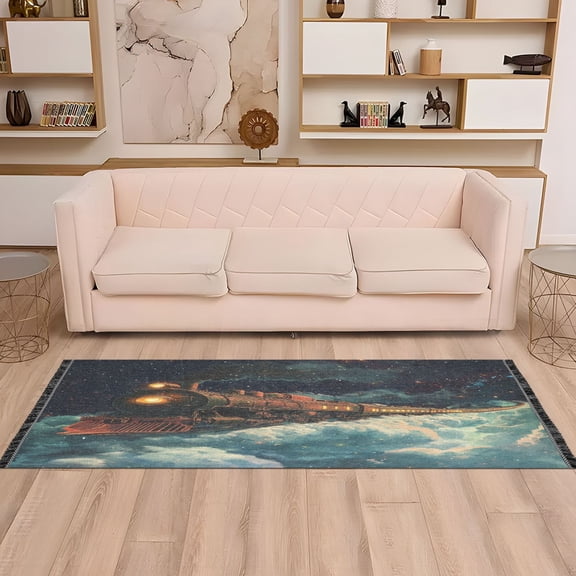 WOBOGO The Train Travels in Space Bedside long rug delicate and soft modern indoor area decor non slip carpet for bed room corridor entrance balcony