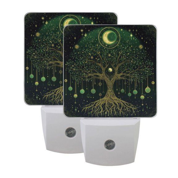 WOBOGO The World Tree LED Night Light 2 Pcs Set 0.5 Watt Wall Plug in Dusk to Dawn Automatic Switch Soft White Light