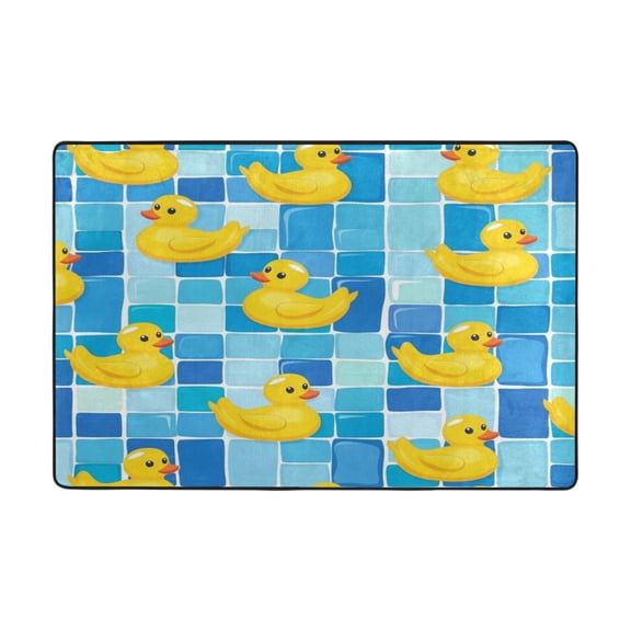 WOBOGO Tile Yellow Duck Carpet Non-Slip Rugs Soft Doormat 72×48in Living Dining Room Bedroom Decorative
