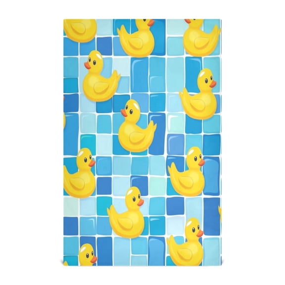 WOBOGO Tile Yellow Duck Kitchen Towel 1 Piece Large Cotton Dishcloth Premium Absorbency Set with Hanging Loop