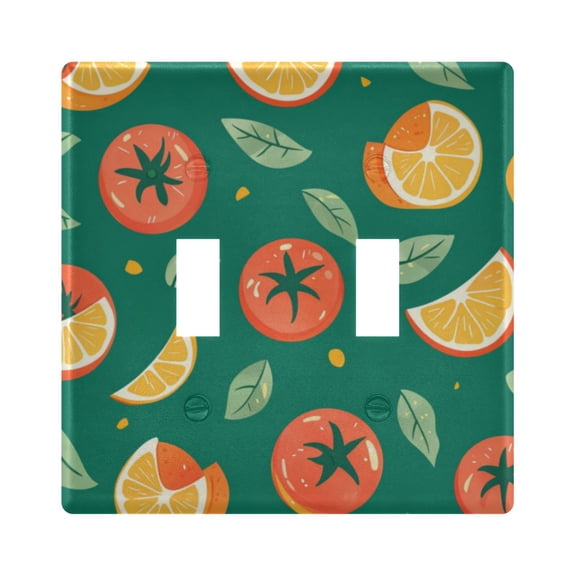 WOBOGO Tomato Orange Pattern 2-hole Switch Plates PC Flame Retardant Plastic Material Glossy Finish Smooth Touch 4.56x4.48x0.27in