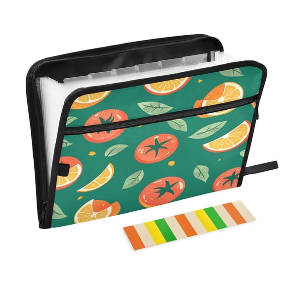 WOBOGO Tomato Orange Pattern Expanding File Folder Letter Size Accordion Filing Organizer 13 Pocket Separate Organ Pocket