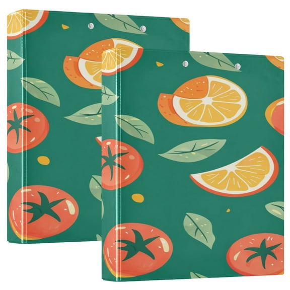 WOBOGO Tomato Orange Pattern File Folders Extra Large Capacity to Hold 200 Sheets of Documents Hard Shell Ring Binder for School Home Office