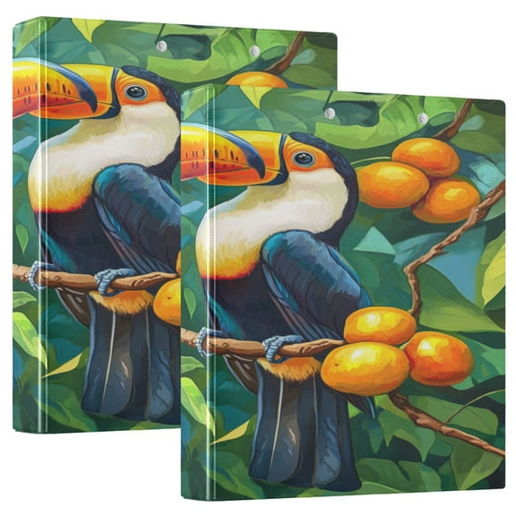 WOBOGO Toucans Perched on Branches File Folders Extra Large Capacity to Hold 200 Sheets of Documents Hard Shell Ring Binder for School Home Office