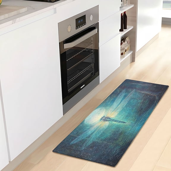 WOBOGO Tranquility Dragonfly Carpet 39x20in Kitchen Bathroom Livingroom Plush Absorbent Non-Slip Floor Mat