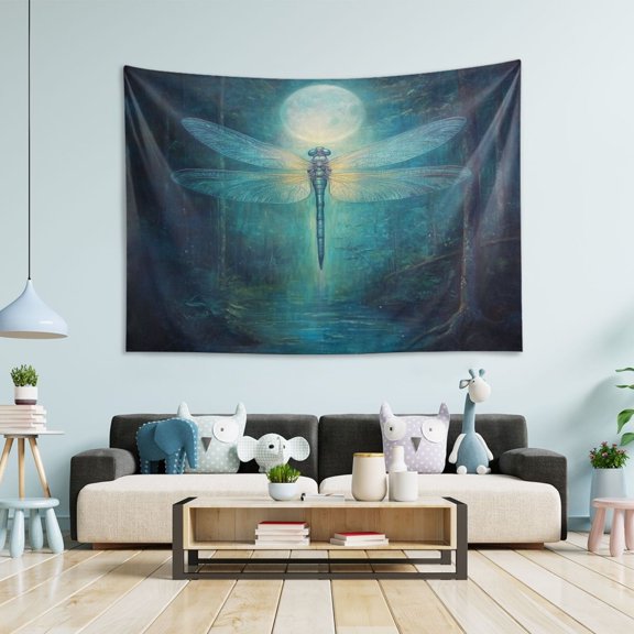 WOBOGO Tranquility Dragonfly Tapestry 60×51in Home Living Room Bedroom Wall Hanging Ornaments