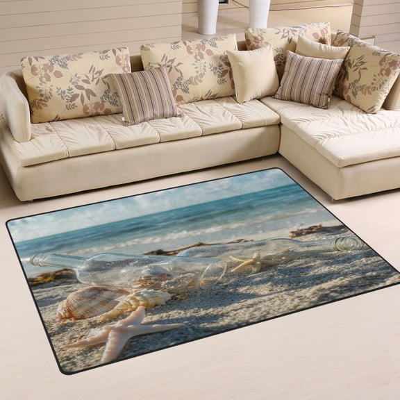 WOBOGO Transparent Broken Drift Bottle Carpet Non-Slip Rugs Soft Doormat 31×20in Living Dining Room Bedroom Decorative