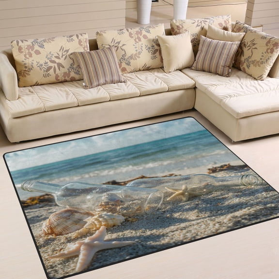 WOBOGO Transparent Broken Drift Bottle Carpet Non-Slip Rugs Soft Doormat 63×48in Living Dining Room Bedroom Decorative