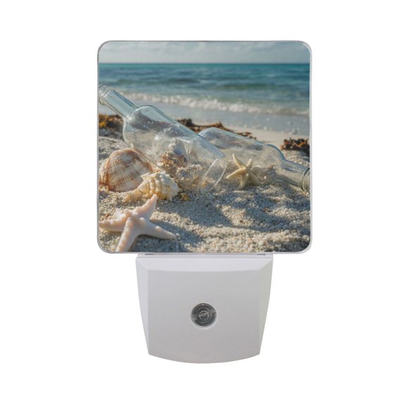 WOBOGO Transparent Broken Drift Bottle LED Night Light 2 Pcs Set 0.5 Watt Wall Plug in Dusk to Dawn Automatic Switch Soft White Light