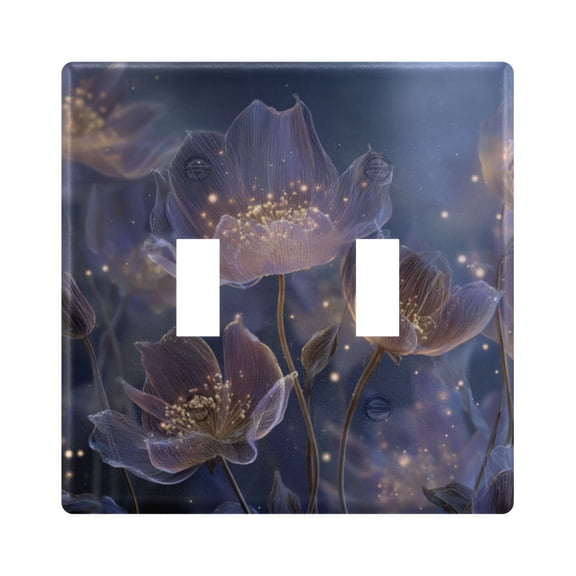 WOBOGO Transparent Purple Flowers 2-hole Switch Plates PC Flame Retardant Plastic Material Glossy Finish Smooth Touch 4.56x4.48x0.27in
