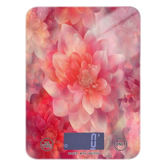 WOBOGO Transparent Red Flower Kitchen Scale Digital Gram and Ounce Weighing for Cooking Baking Ketogenic Diet Meal Prep