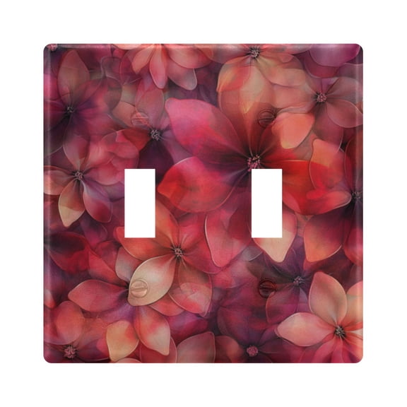 WOBOGO Transparent Red Flowers 2-hole Switch Plates PC Flame Retardant Plastic Material Glossy Finish Smooth Touch 4.56x4.48x0.27in