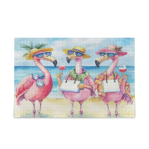 WOBOGO Traveling Flamingos Puzzle Challenge 1000 Piece Jigsaw Suitable for Game Night Finished Size 29.5 x 19.7in