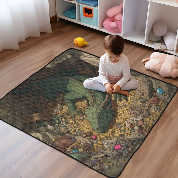 WOBOGO Treasure Dragon Baby Playmats Extra Large Waterproof Rollable Activity Pads for Toddlers 5050inch