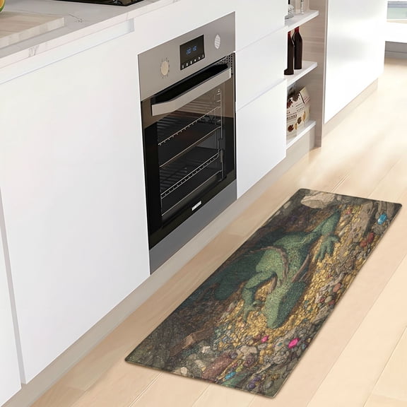 WOBOGO Treasure Dragon Carpet 39x20in Kitchen Bathroom Livingroom Plush Absorbent Non-Slip Floor Mat