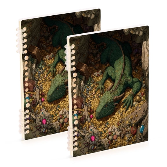 WOBOGO Treasure Dragon Notebook College Horizontal Grid Paper Ink Spill Resistant Water Resistant Cover 8.3x5.7x0.4in