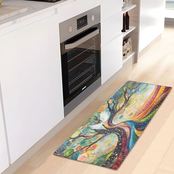 WOBOGO Tree Of Angels Carpet 39x20in Kitchen Bathroom Plush Absorbent Non-Slip Floor Mat