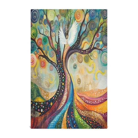 WOBOGO Tree Of Angels Kitchen Towel 1 Piece Large Cotton Dishcloth Premium Absorbency Set with Hanging Loop