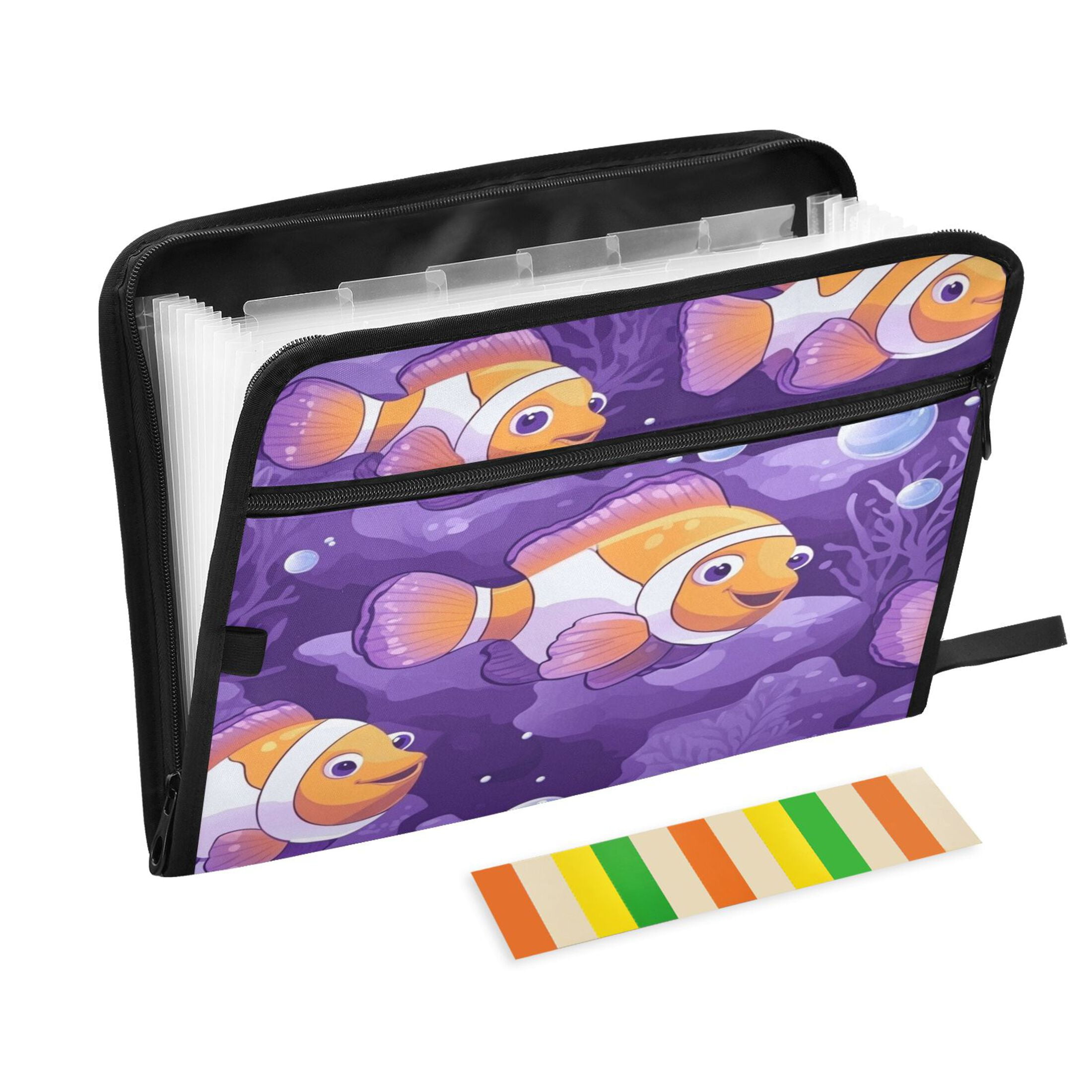 WOBOGO Tropical Clownfish Expanding File Folder Letter Size Accordion Filing Organizer 13 Pocket Separate Organ Pocket