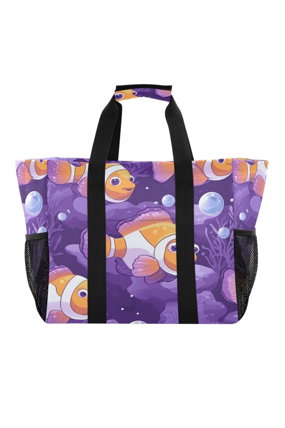 Tropical Clownfish Tote Shopping Bag Reusable Heavy Duty Durable Foldable Washable 15.412.89.8in