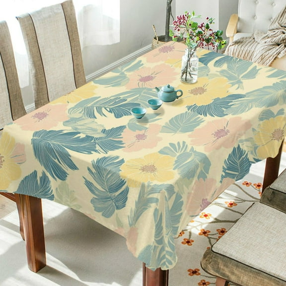WOBOGO Tropical Flowers Square Tablecloth 54×54in Polyester Fabric Tablecloth Washable Dust Resistant Wrinkle Resistant
